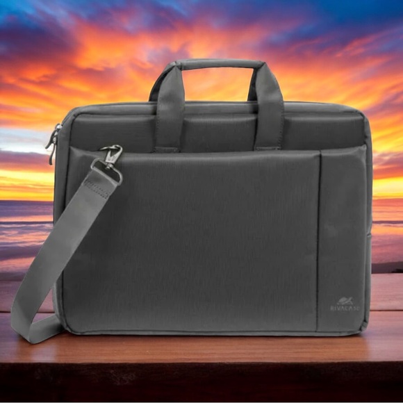 NWOT Rivacase Gray #8251 Notebook Laptop 17.3" x 12" x 2" Bag w/Shoulder Strap - Picture 4 of 9